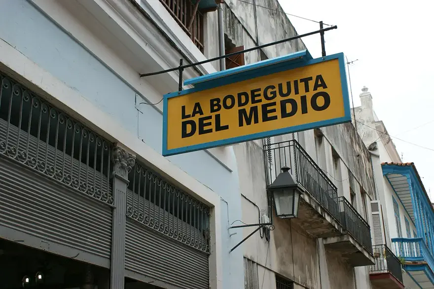 The sign of La Bodeguita del Medio in Old Havana